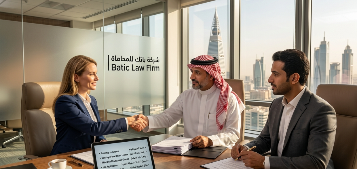 مناقشة استراتيجية حول قانون الخصخصة وفرص الاستثمار بين محامين من مكتب 'باتك للمحاماة' ومستثمرين في مكتب حديث يطل على مدينة خليجية